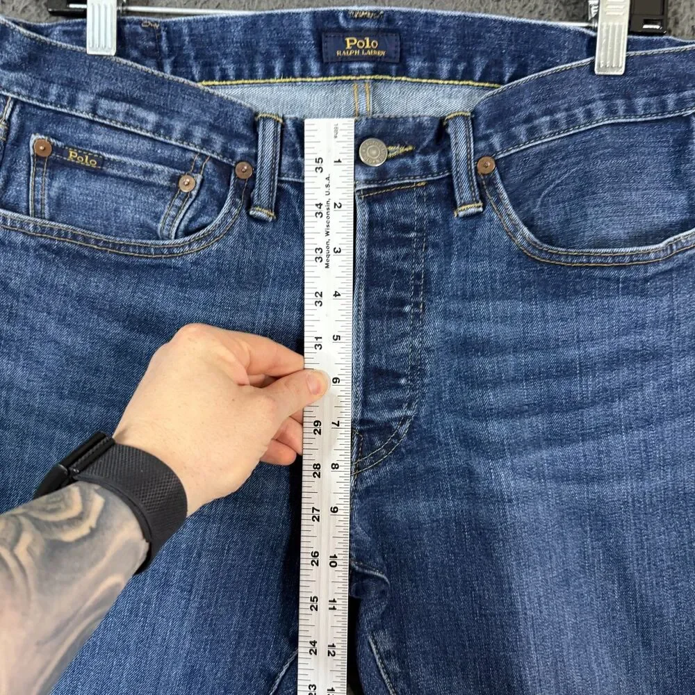 Polo Ralph Lauren Jeans Mens 32x32 Blue Varick Slim Fit Button Fly Dark Wash